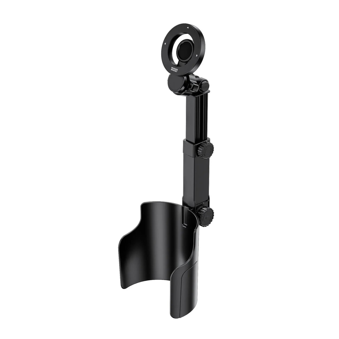 2-in-1 Car Cup Holder Phone Mount Dual Magnetic Adjustable Long Arm Universal Drink Stand for Cell Phones