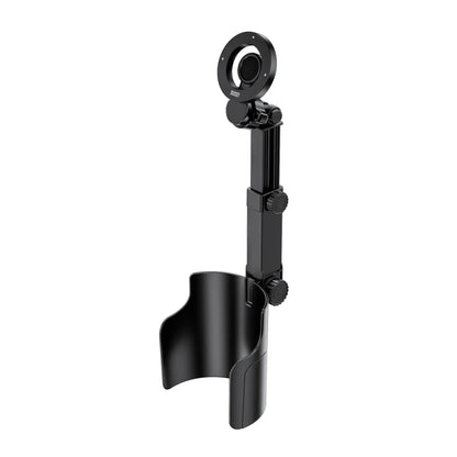 2-in-1 Car Cup Holder Phone Mount Dual Magnetic Adjustable Long Arm Universal Drink Stand for Cell Phones