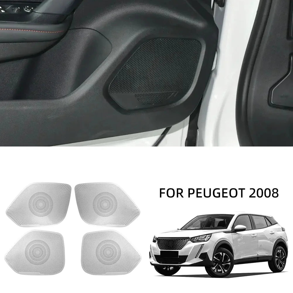 Interior Four Door Speaker Sound Horn Frame Protector Cover Trim for Peugeot 2008 2020 2021 2022 2023 2024 Car Accessories