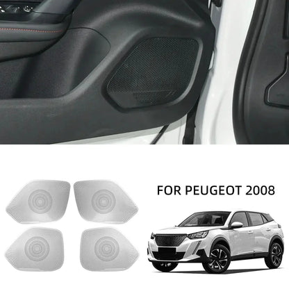 Interior Four Door Speaker Sound Horn Frame Protector Cover Trim for Peugeot 2008 2020 2021 2022 2023 2024 Car Accessories