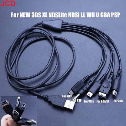 JCD 5 in 1 USB Charging Cable For New 3DS XL NDS Lite NDSI LL WII U Charger For GBA For PSP 1000/ 2000 3000 Gaming Cable