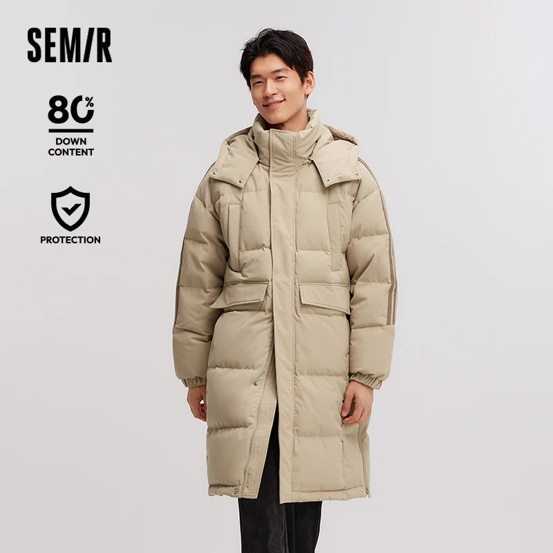 Semir Down Jacket Men Three-Resistant Mid-Length Outerwear 2024 New Contrasting Colors Sports Style Winter Outfit Thick Couple
