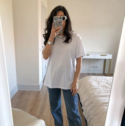 Simple White Oversize T-shirts For Women Cotton Summer Green T Shirts Women Short Sleeve Loose Blue T Shirt Women Yellow Top Tee