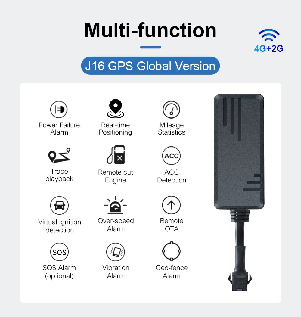GPS Tracker for Car Motorcycle 4G Tracker J16 GPS Tracker Vehicle Satellite Locator Easy Install for vehicle