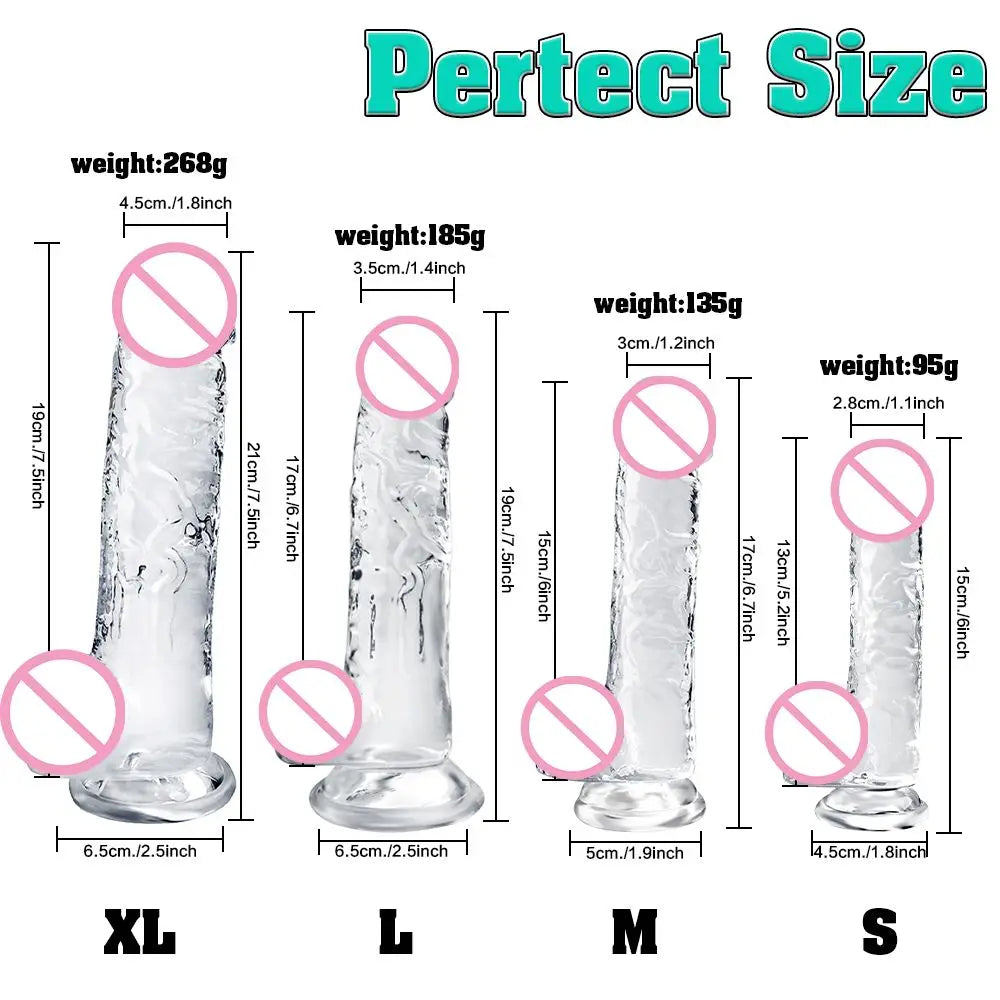 Realistic Big Dick Jelly Women Gay Penetration Vagina Anal Huge Dildo Clitoris Vaginal Masturbators 4 Size Penis Sexy Adult Toys
