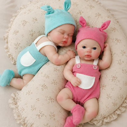12 Inch Cuddly Open Mouth bebê reborn de silicone sólido Girl & Boy Doll With Painted Skin Soft & Flexible Newborn  Doll