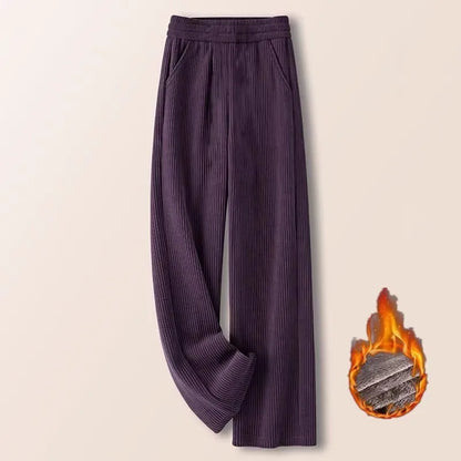Corduroy Wide Leg Pants High Waist Straight Cut Thickened Women's Loose Fit Trousers Autumn Winter New Style Casual Pants