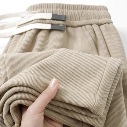 Men's Corduroy Fleece Lined Thickened Straight Leg Casual Pants Autumn Winter Comfortable Soft Skin-friendly Trendy Brand