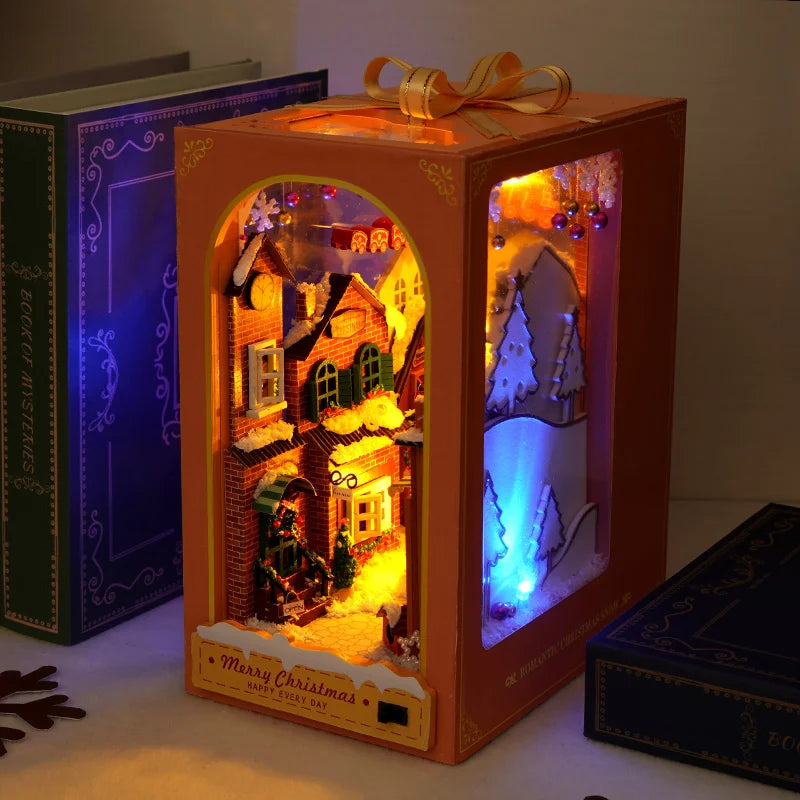 DIY Miniature Booknook Doll House 3D Wooden Puzzle Bookshelf Insert for Dollhouses Perfect For Friends Birthday Christmas Gifts