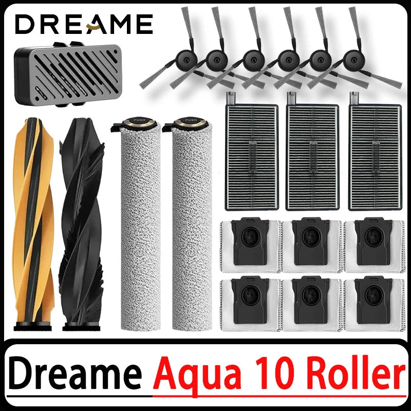 Dreame Aqua 10 roller/Aqua 10 Pro roller/Aqua 10 Ultra roller accessories:main brush,side brush,filter,dust collection bag