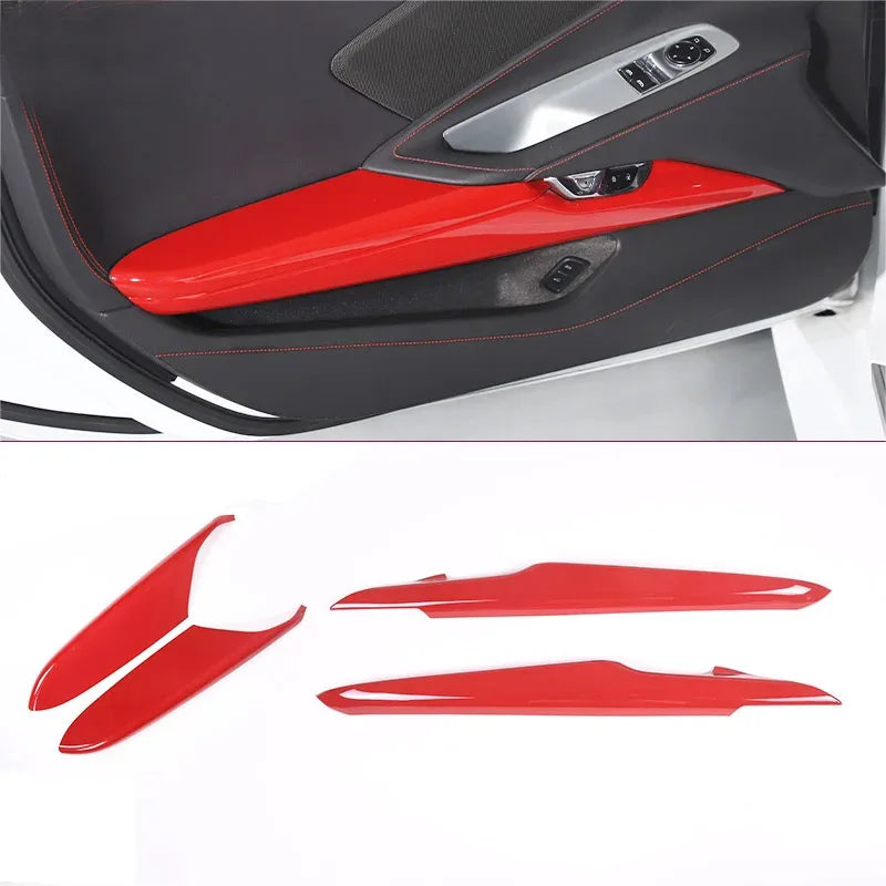ABS Red For Chevrolet Corvette C8 Stingray Z51 Z06 2020-2023 Car Door Anti-kick Panel Cover Trim Sticker Car Accessories
