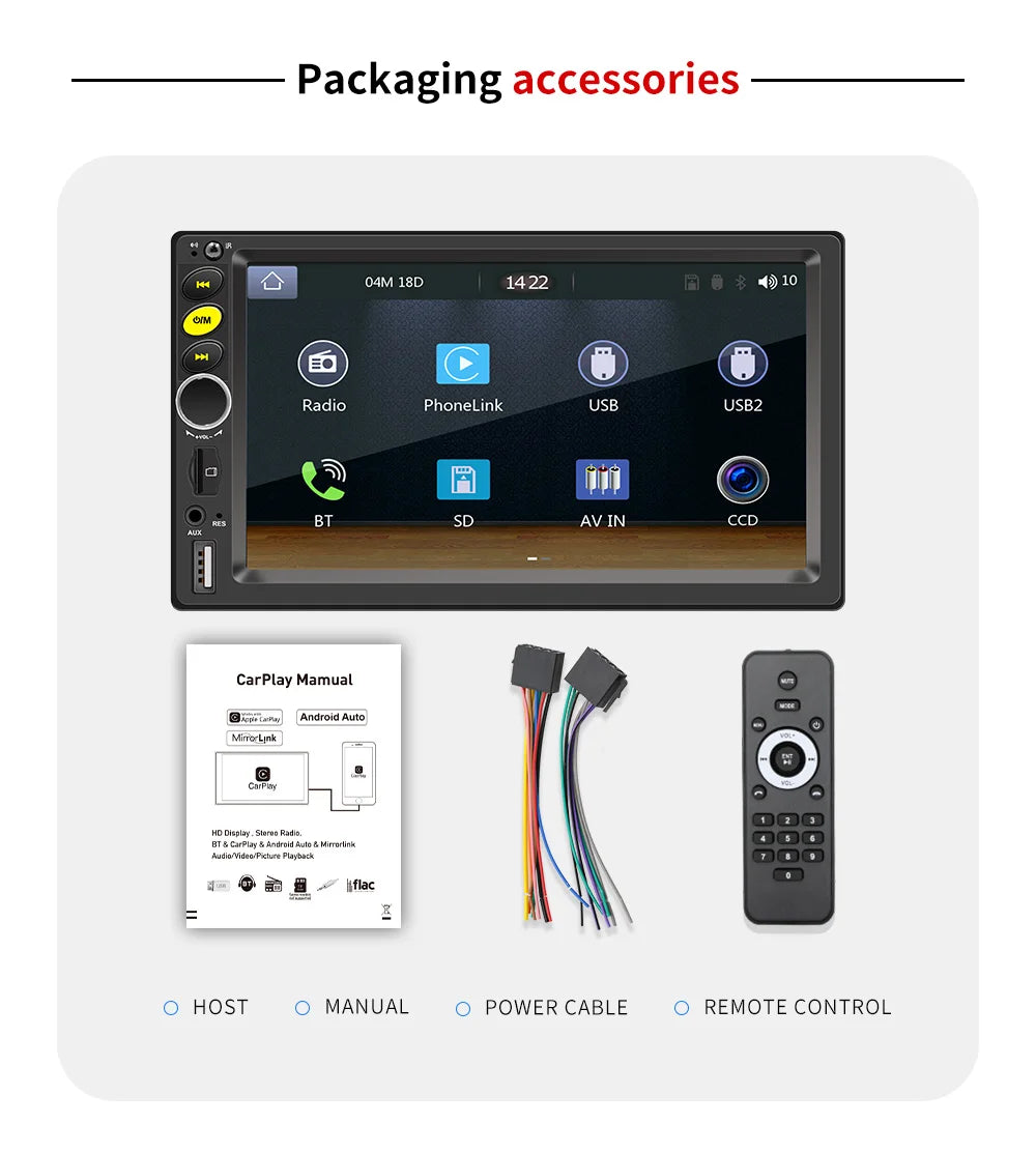 Universal 7"/9"/10“ 2DIN Android 13 4+64G Car Stereo Carplay Android Auto GPS Navigation Bluetooth FM RDS Radio WIFI Touchscreen