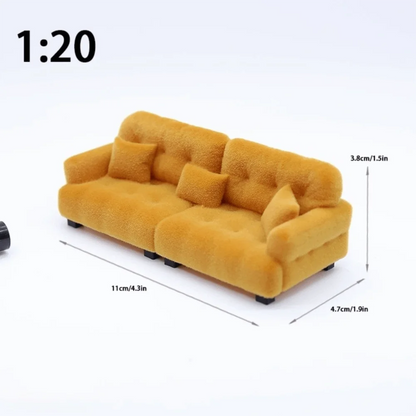 New 1:12 1:20 1:30 Flocking Sofa Model Simulation Dollhouse Decoration Living Room Furniture Mini Sofa House Accessories