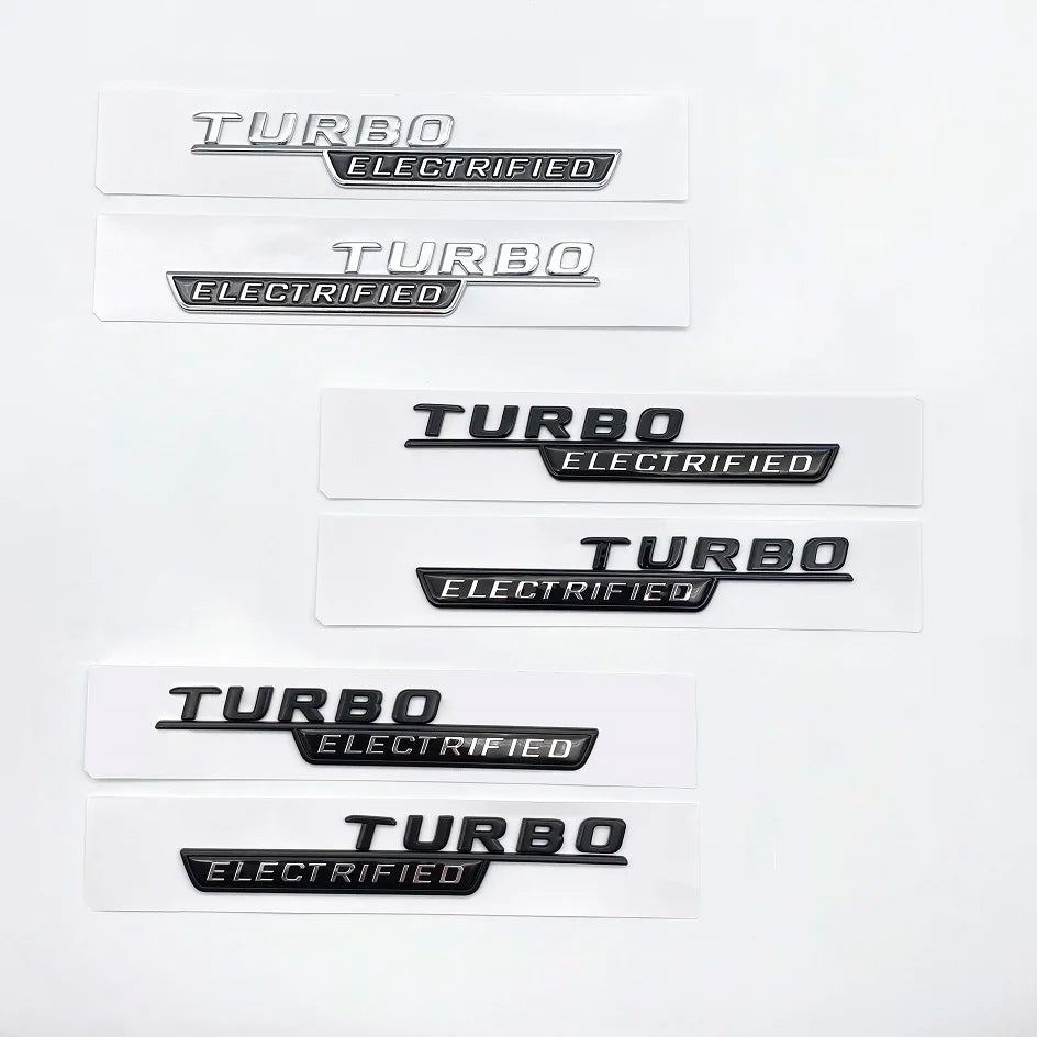 New Style TURBO ELECTRIFIED Letters Badge Car Tail Rear Trunk Tail Door Emblem Sticker For C43 Series