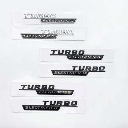 New Style TURBO ELECTRIFIED Letters Badge Car Tail Rear Trunk Tail Door Emblem Sticker For C43 Series