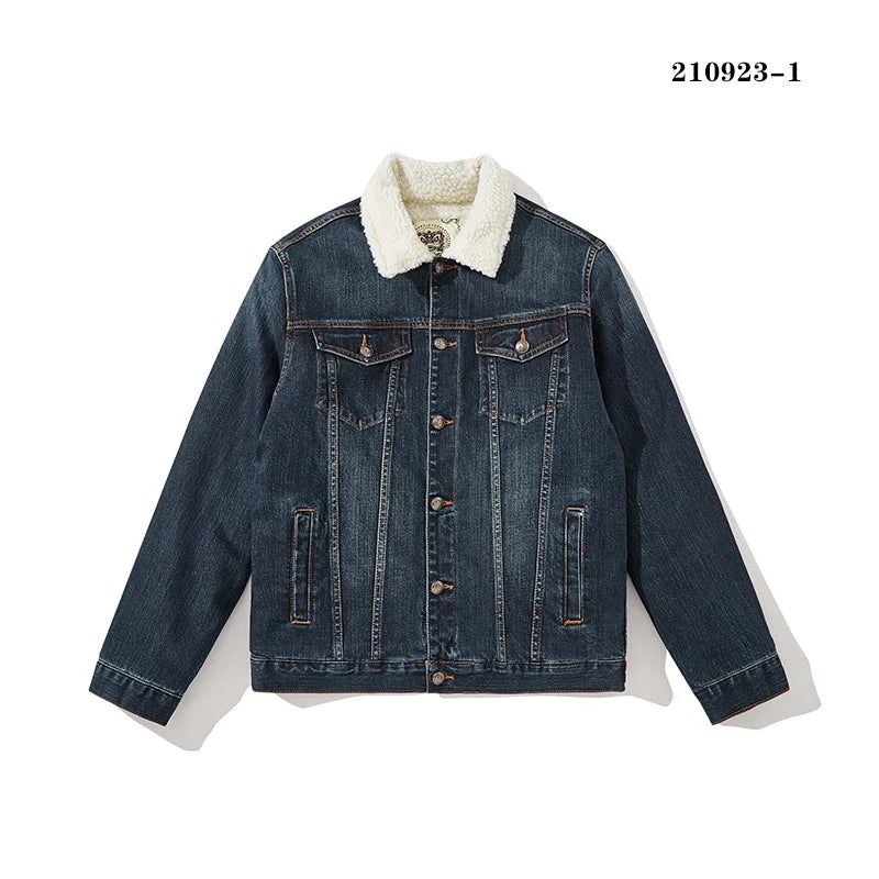 High Quality 350g Fleece Lined Denim Men Winter Thick Warm Coat Fashion