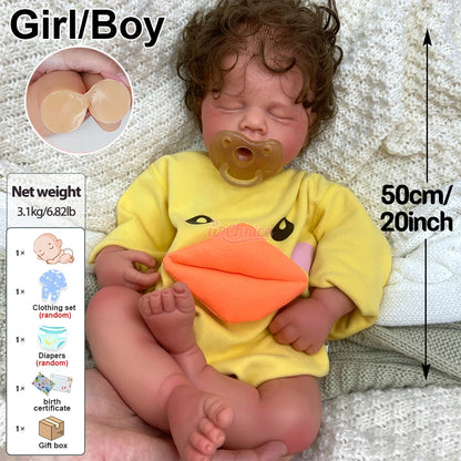 50cm Realistic Silicone Reborn Baby Girl Loulou Rooted Hair Art Doll Hand-Painted Veins Details for Collector Christmas Gift