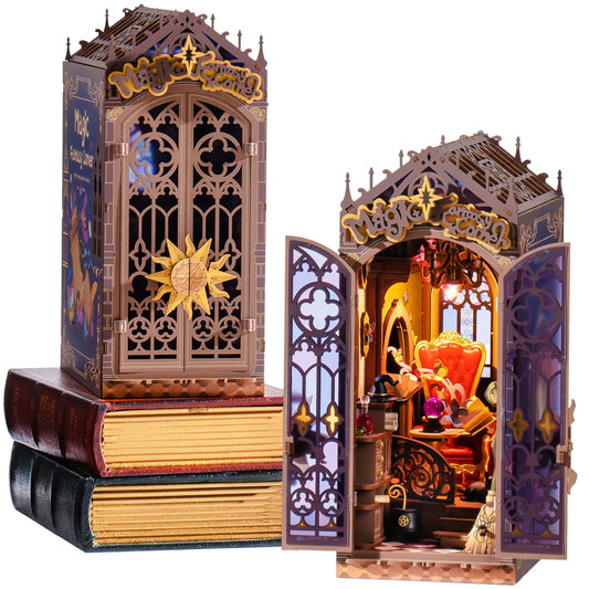 Rolife Magic Fantasy Corner DIY Book Nook Kit Tiny House Building Kit with LED for Home Bookshelf Decor Wooden 3D Puzzle Toys