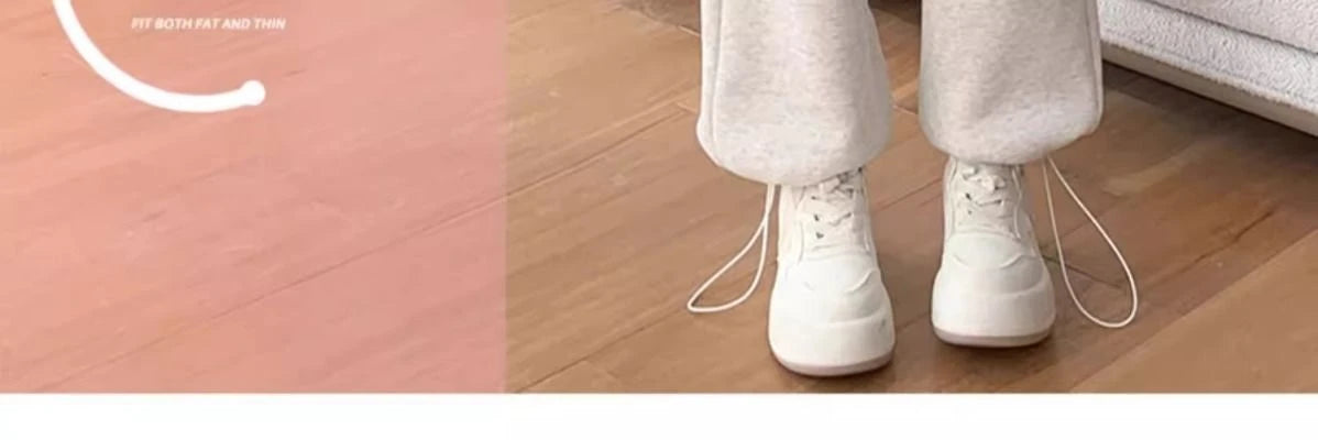 Thickened Fleece Women's Sports Pants Autumn Winter New Style Casual Loose Wide Leg Sweatpants High Waist Polyester Fiber
