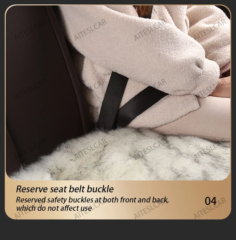 For Tesla Plush Rabbit Fur Car Seat Cushion Winter Warmth Thickened Wool One Piece Square Cushion for Main Driver or Co-pilot