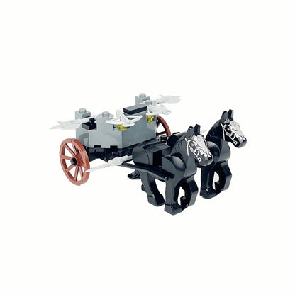 MOC Medieval Military Carriage Carriage Chariot Knight Transport Carriage Weapons Figures Vegetable Wood Bricks Children's Toys