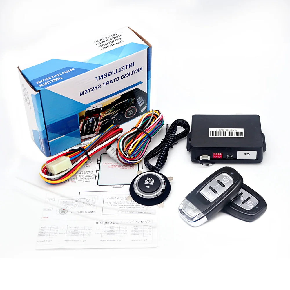 Kirbin DD3C Car Alarm With Autostart Start Button System Remote Starter Kit Car Smart Key App Car Central Lock Alarm Automotive