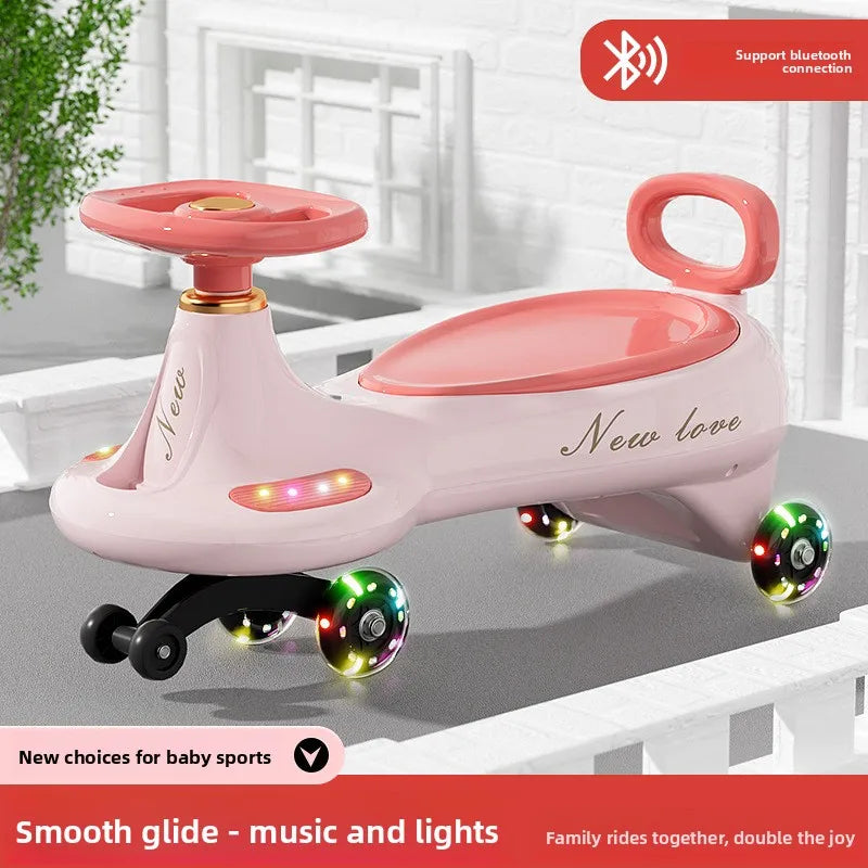 Kids Twist Car Ride Toy Silent Wheels Swivel Adult Seating Children's Wiggle Car Children Swinging and Twisting Car