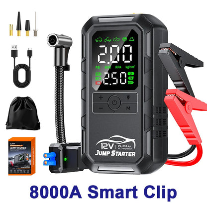 10000a 8000a Amp 7000a 6000a 180psi Smart Car 12v Battery Booster Auto Tire Super Compressor Air Pump Power Bank Jump Starter