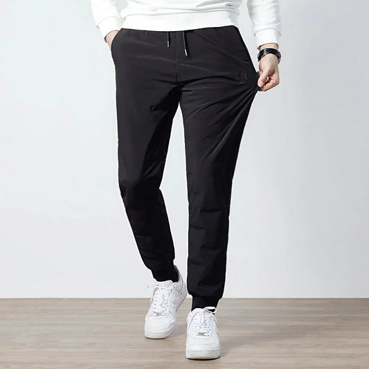 Men Lightweight Thernal Puff Down Pant Winter Chill Black Warm Trousers Adjustable Elastic Waist Underwear Cosy Menswear