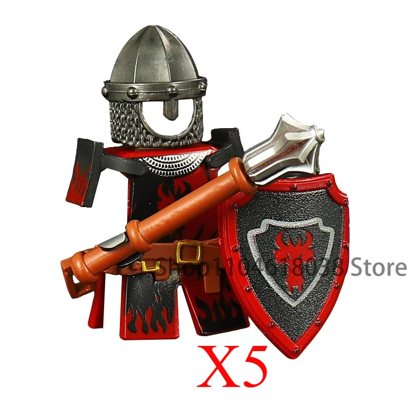 Green Dragon Raven Knights Shield Action Figures MOC Medieval Ancient Knights Scene Building Block Creative Toys for Children