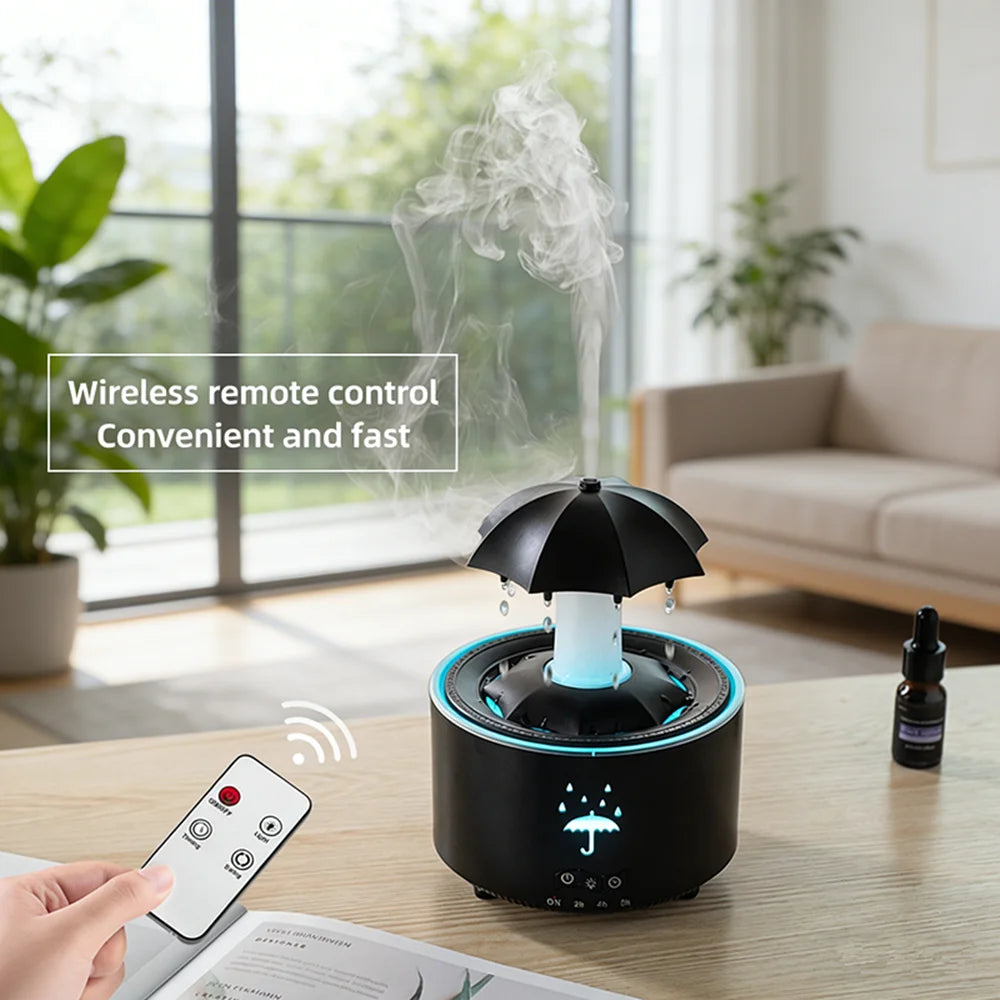 Ultra Quiet Raindrop Humidifier with 7 Color Light Aromatherapy Diffuser for Bedroom Desktop Sleep Aid Creative Gift