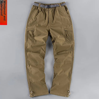 Men's Winter Thick Outdoor Workwear Trousers Waterproof Windproof Warm Cotton Straight Leg Mountain Climbing Pants High Waist...
