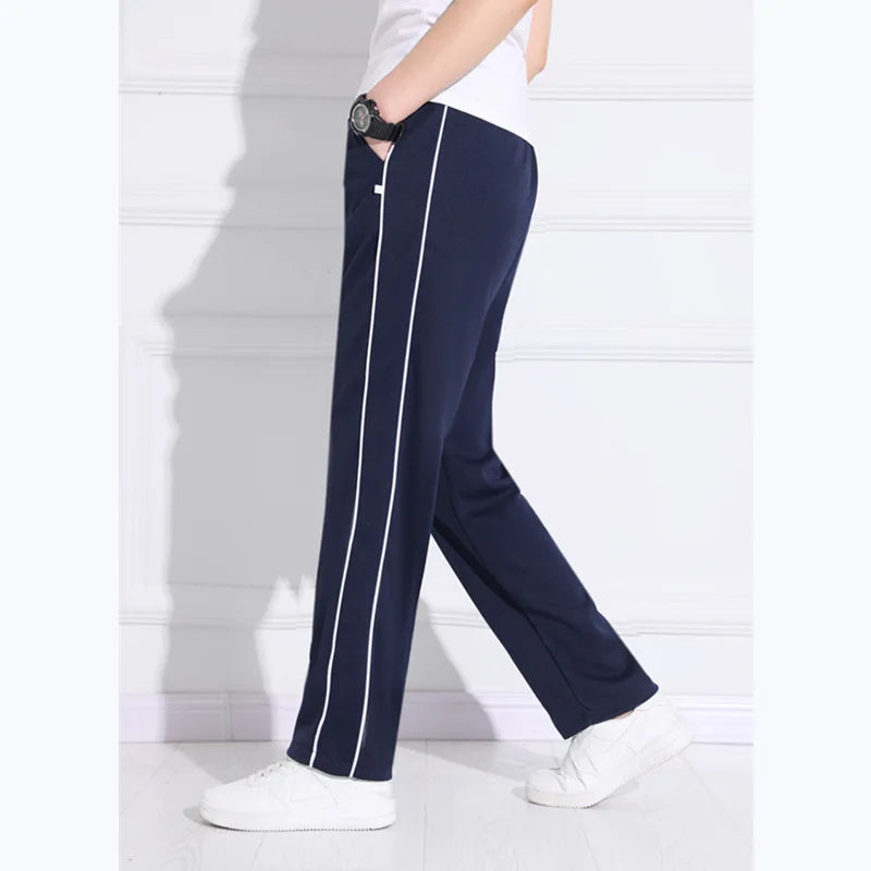 Black Unisex New Track Pants Casual Sweatpants mens Striped Bastic Trousers Straight Pants Joggers Simple Work Pants