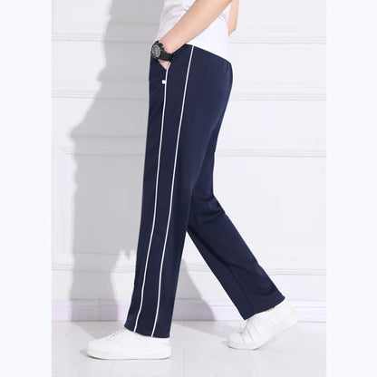 Black Unisex New Track Pants Casual Sweatpants mens Striped Bastic Trousers Straight Pants Joggers Simple Work Pants