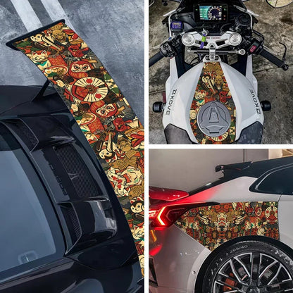 JDM Graffiti Painting Car Film Wrap Waterproof Modification Protective Stickers for Auto Bicycle Motorcycle Skateboard Universal
