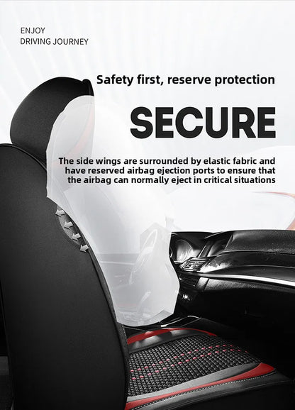 Universal Auto Split Seat Car Full Seat Cover Breathable Ice Silk Nappa Leather Car SUV Cushion Full Seats Cover Protection