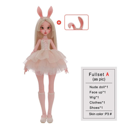 1/4 BJD Doll Kacey Upright And Floppy Ears  Cute Bunny Toys Pure Handicraft Art Ball Jointed Doll