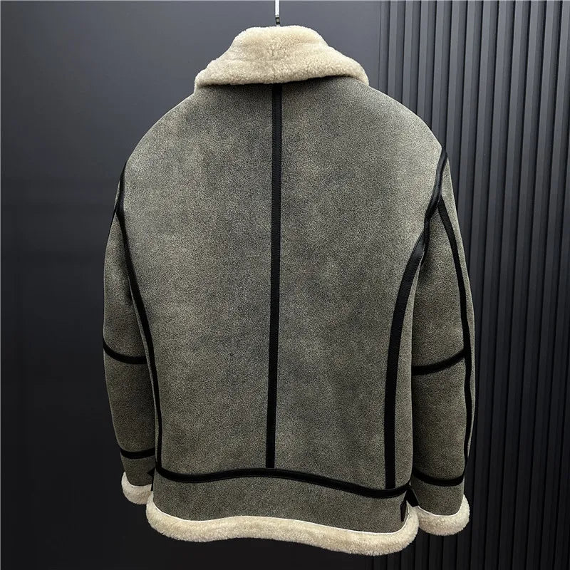 YOLANFAIRY New Natural Fur Coat Man Warm Hooded Winter Real Sheepskin Genuine Leather Jacket Men High Quality Leather Jackets