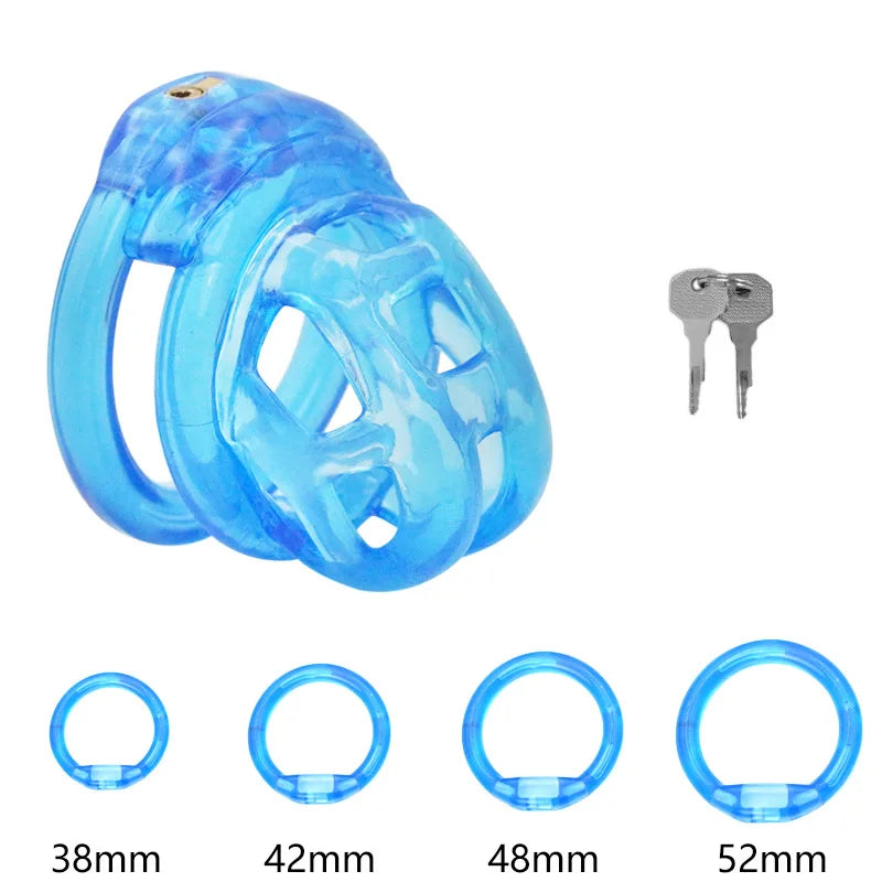 Soft Silicone Chastity Cage Device Anti-Cheating Penis Lock with 4 Size Cock Rings Penis Restraints for Men Discreet Sex Toys