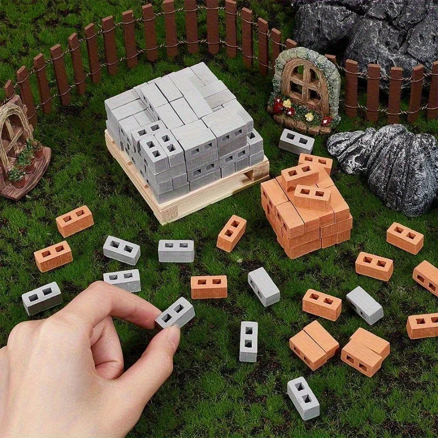 Mini Bricks 1/12 Scale Landscaping Model Tiny DIY Construction Buildings for Dollhouse Accessories Building Set