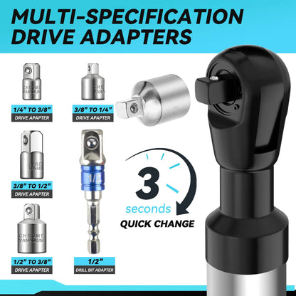Offset Impact Extension Wrench Ratchet Wrench Chain Drive Wrench Extender with 1/2" Socket Bit Adapter for Auto Repair