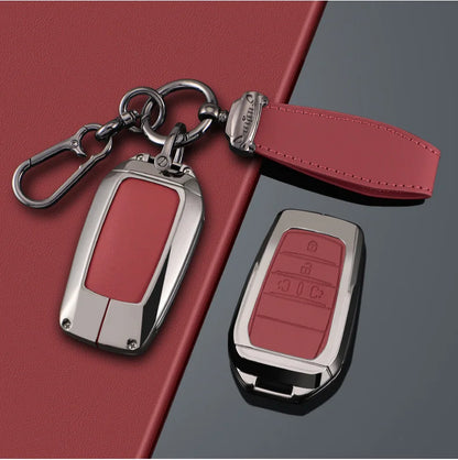 Zinc Alloy + PU Leather Car Key Case Cover For 2019-2025 Land Cruiser Highlander Camry Sienna Venza Hilux Fortuner Corolla Prius