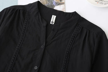 Slimming Short Sleeve Shirt for plus Size Women Stylish French Style Loose Fit Summer Top Single Button Closure Regular Length