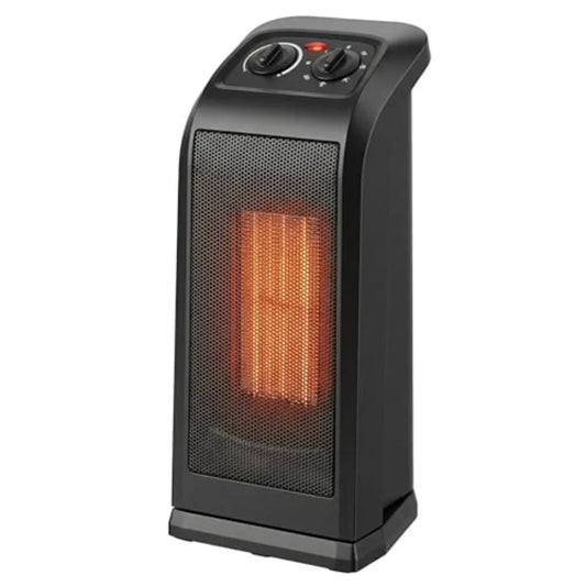 18" Tower Space Heater with PTC Heating Element 1500W/900W Dual Heat 60° Oscillation Adjustable Thermostat Fan-Only Mode Overhe