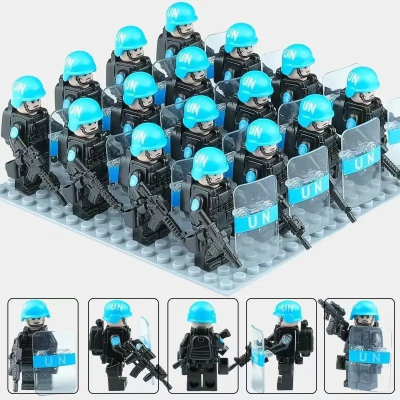 Building block riot police mini humanoid doll reloaded anti-virus ghost special police marine humanoid doll, cartoon toy gift