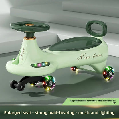 Kids Twist Car Ride Toy Silent Wheels Swivel Adult Seating Children's Wiggle Car Children Swinging and Twisting Car