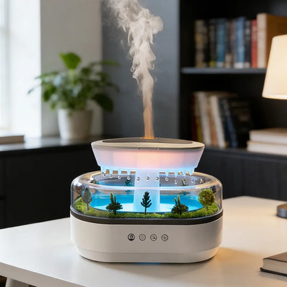 Raindrop Aroma Diffuser with White Noise Music & 7-Color Atmosphere Light, Ultrasonic Air Humidifier for Relaxation, Sleep & Hom