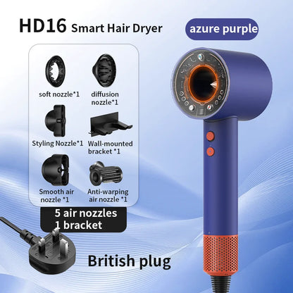 Hair Dryer with Negative Ions for Hair Care, Silent, Fast Drying, Temperature Control, High-Speed, Huaqiangbei Strong Wind Hd16 Hair Dryer