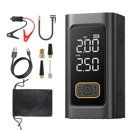 12V Car Jump Starter Multifunctional Tire Inflator Air Compressor Power Bank Emergency Battery Booster Rescue Tool for Car SUV