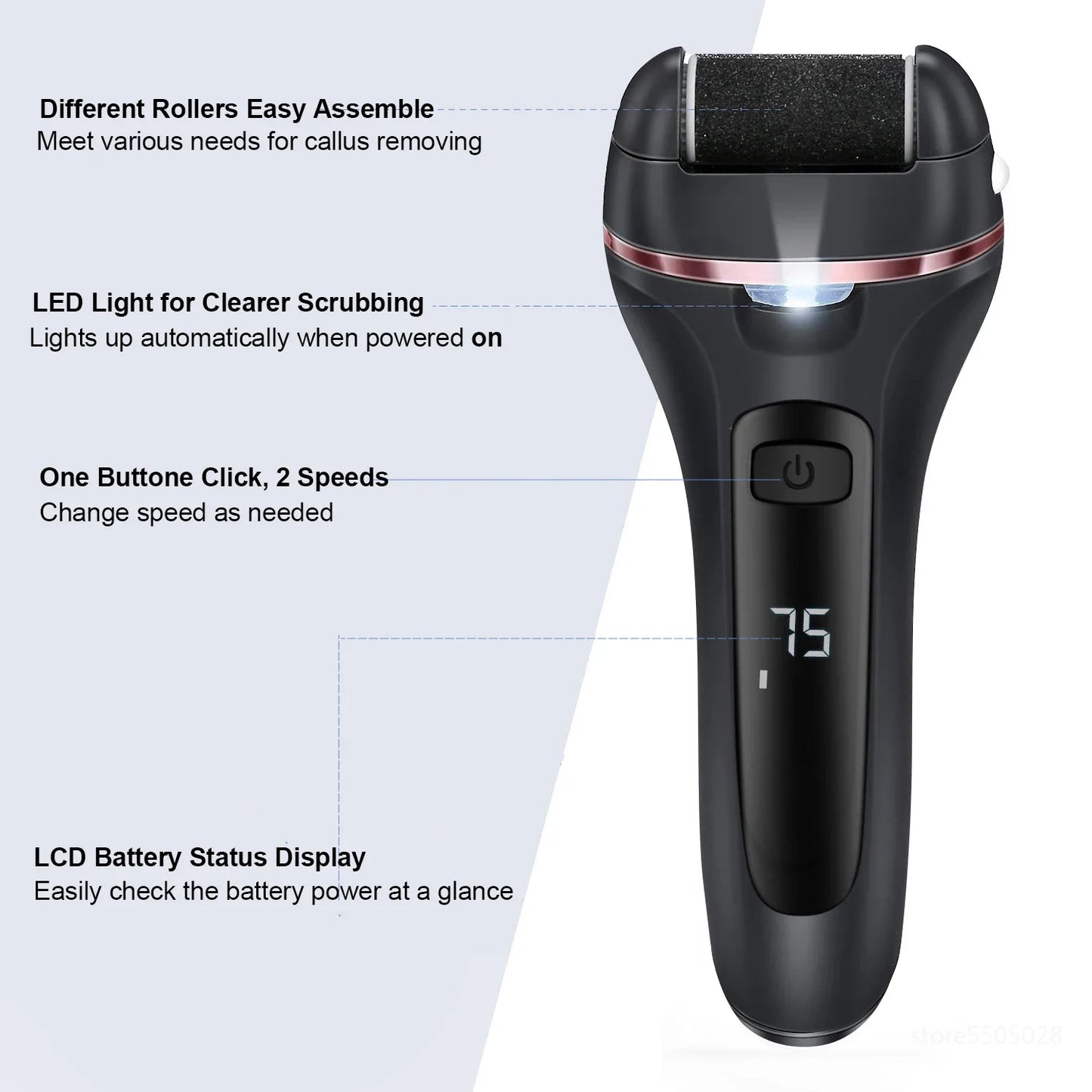 Electric Callus Remover Professional Rechargeable Foot File Pedicure Machine With 3 Heads For Heel Dead Skin Scrubber